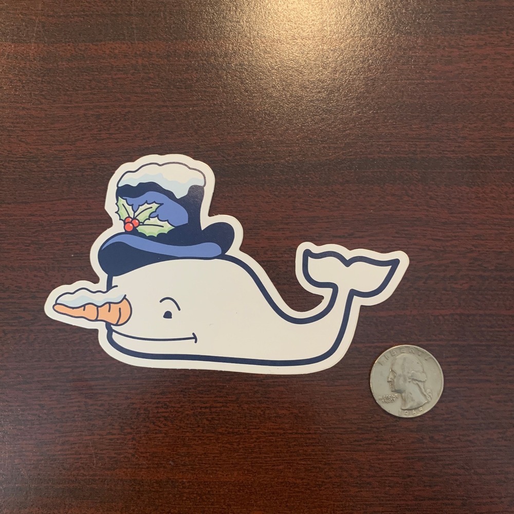 Vineyard Vines Christmas Snowman Whale Sticker Holiday Decal Navy Top Hat Holly